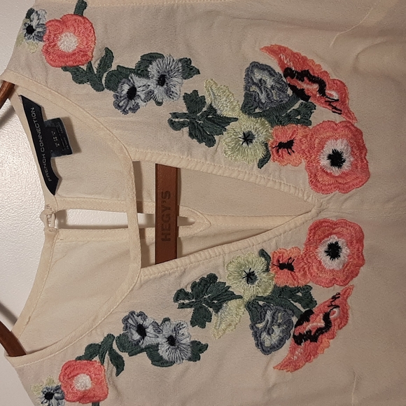 French Connection Peplum Sleeveless Embroidered Blouse, SZ 4 - Picture 6 of 11